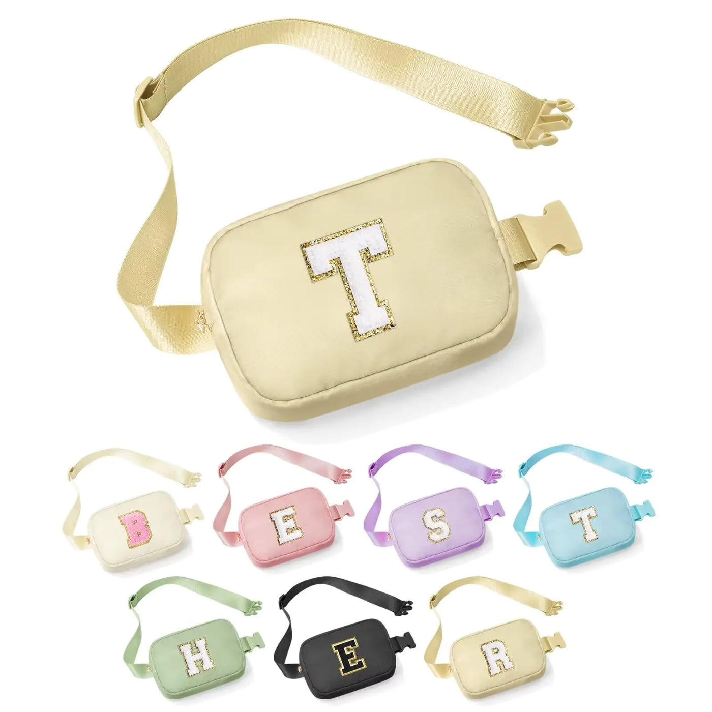 YOOLIFE Teacher Appreciation Gifts for Women - Gifts for Teacher, Teacher Retirement Gifts for Women Teacher Bag Teacher Gifts from Students, Initial Crossbody Bag Belt Bag, Khaki T