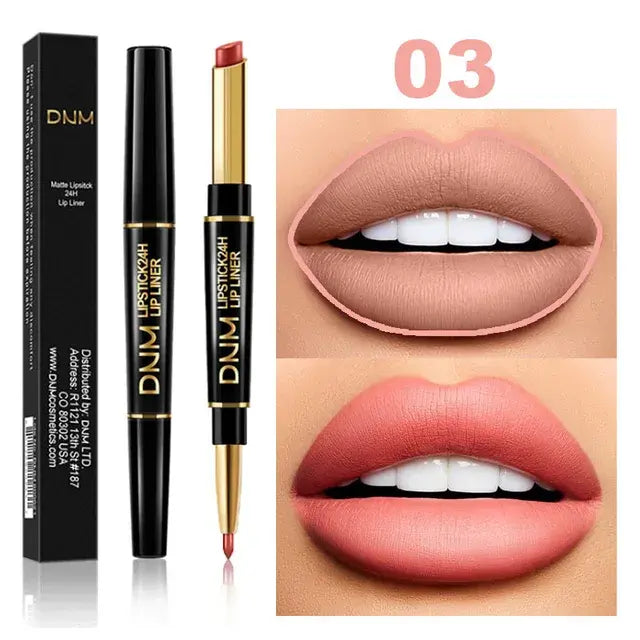 Double Ended Matte Lipstick Long Lasting Wateproof Lipsticks Brand Lip Makeup Cosmetics Dark Red Lips Liner Pencil Beauty