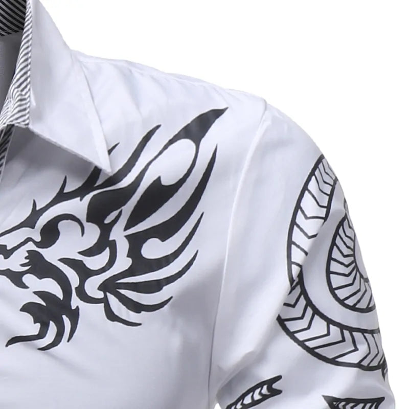 Mens Long-Sleeved Dress Shirt Dragons