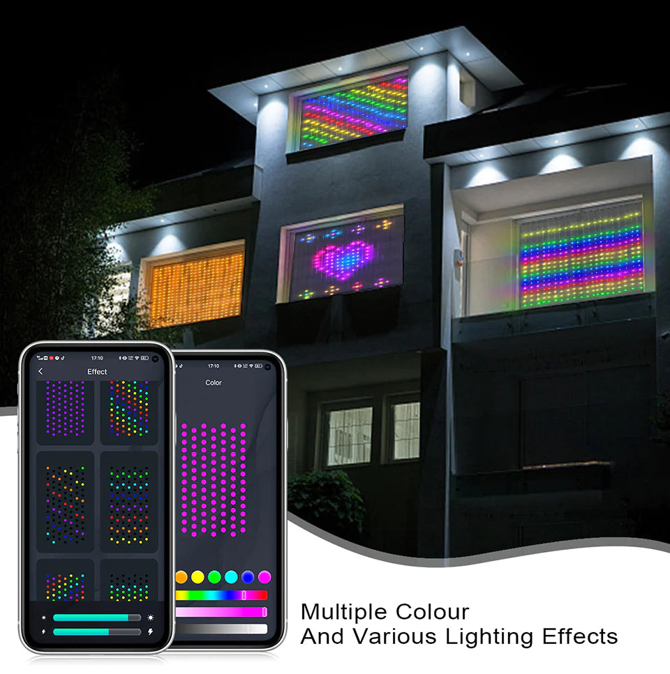 LED Bluetooth Smart RGB Curtain Lights - DIY Fairy Light Garland for Parties, Weddings, and Christmas Decor