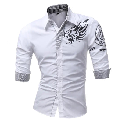 Mens Long-Sleeved Dress Shirt Dragons